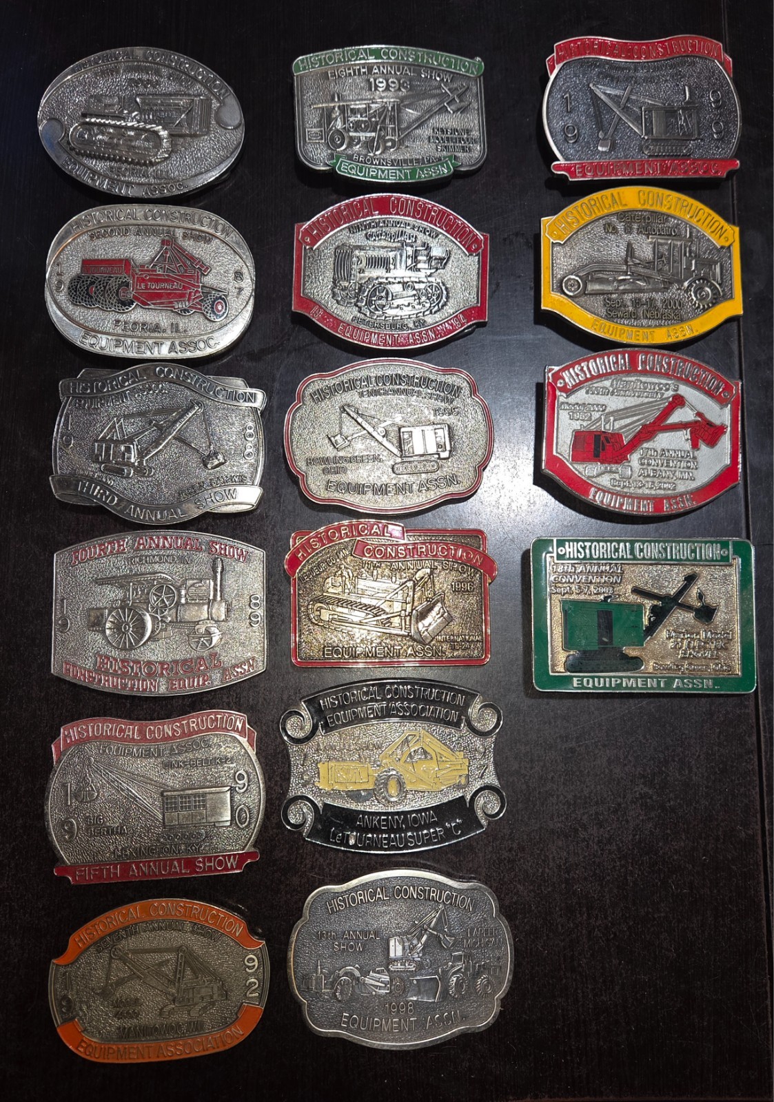 Huge Lot of **HISTORICAL CONSTRUCTION EQUIPMENT ASSOCIATION SHOW** Belt Buckles