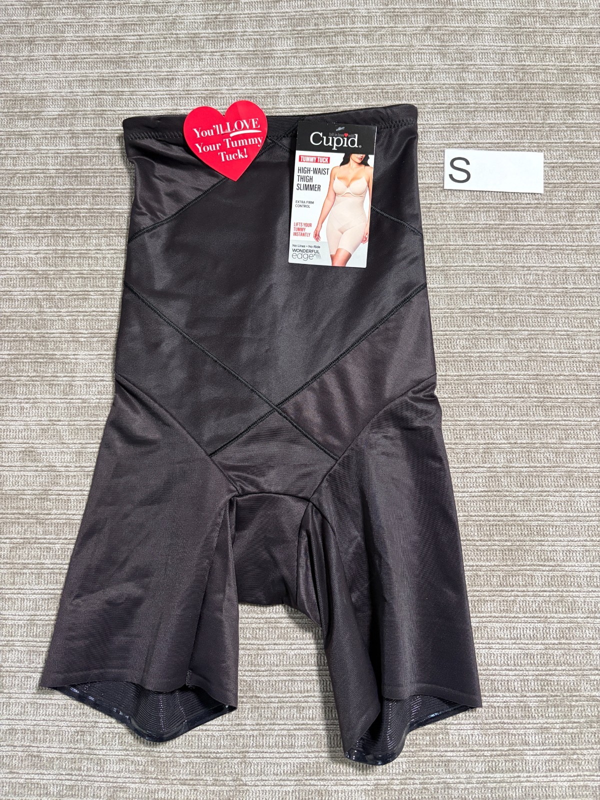 Cupid Extra Firm Control Hi Waist Thigh Slimmer, Tummy Tuck Black