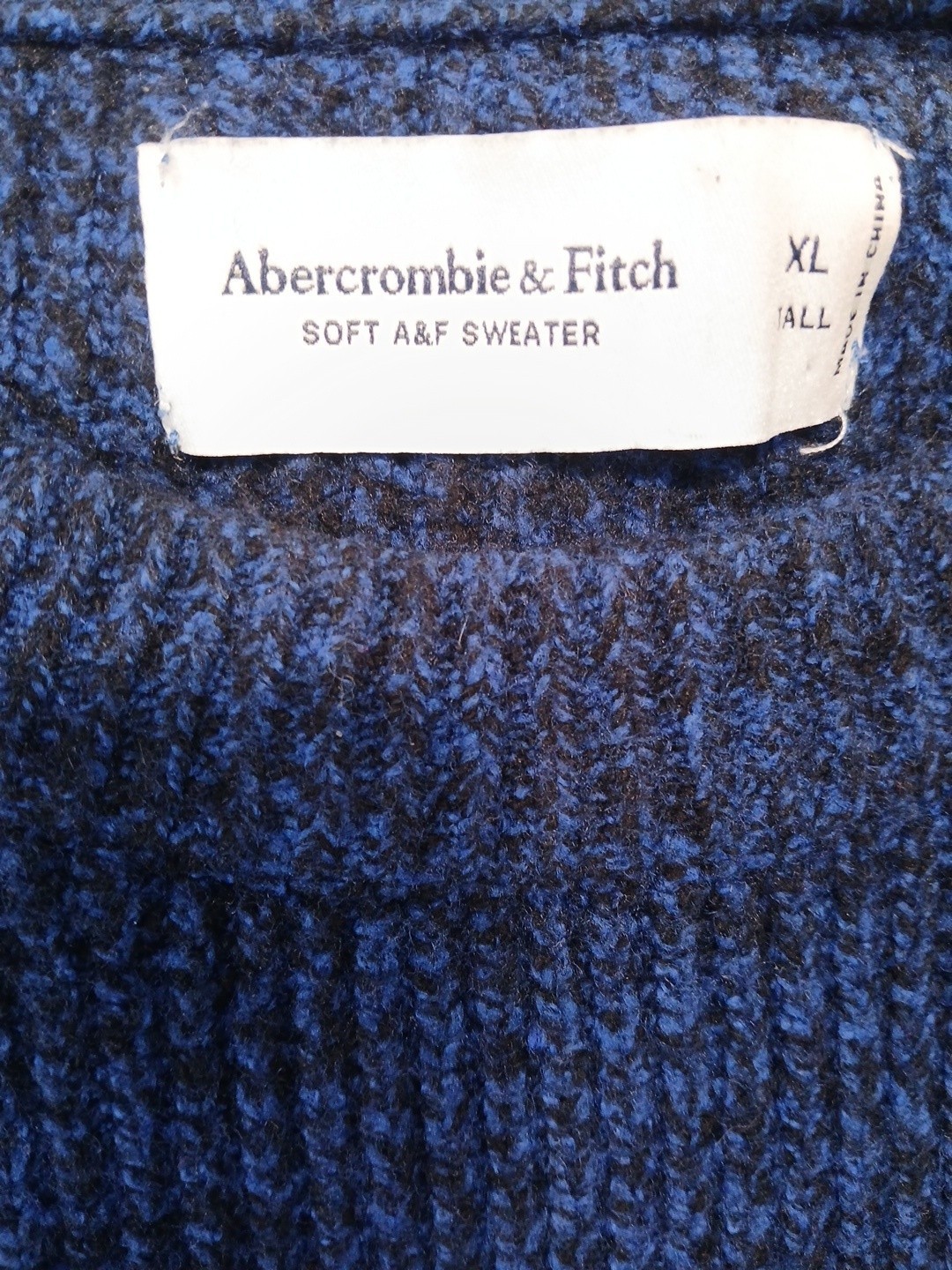 Abercrombie & Fitch Womens XL Tall Blue Marbled Chunky Knit Sweater Soft