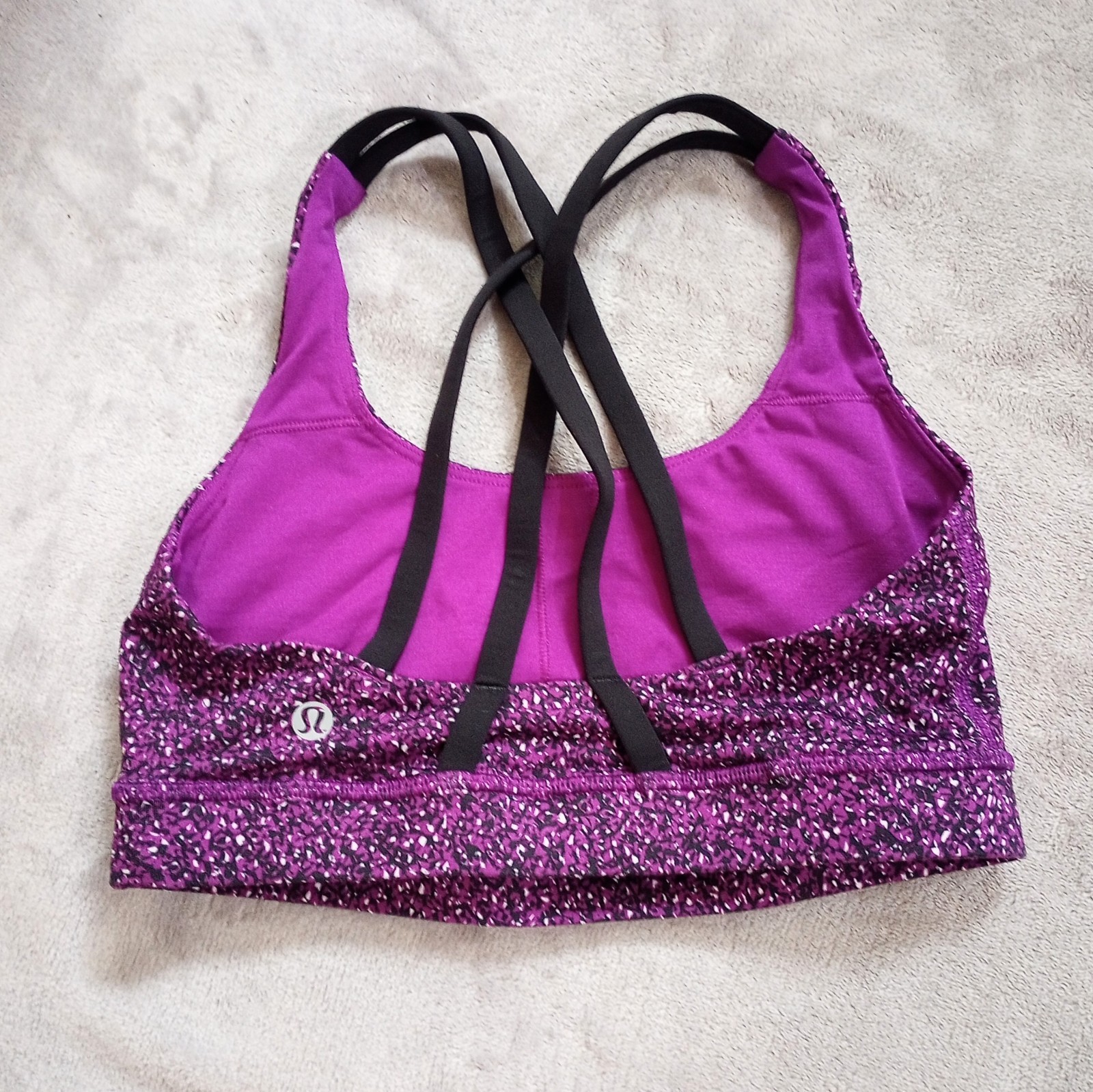 Lululemon Athletic Energy Bra Flashback Static Print Fuschia Black 4