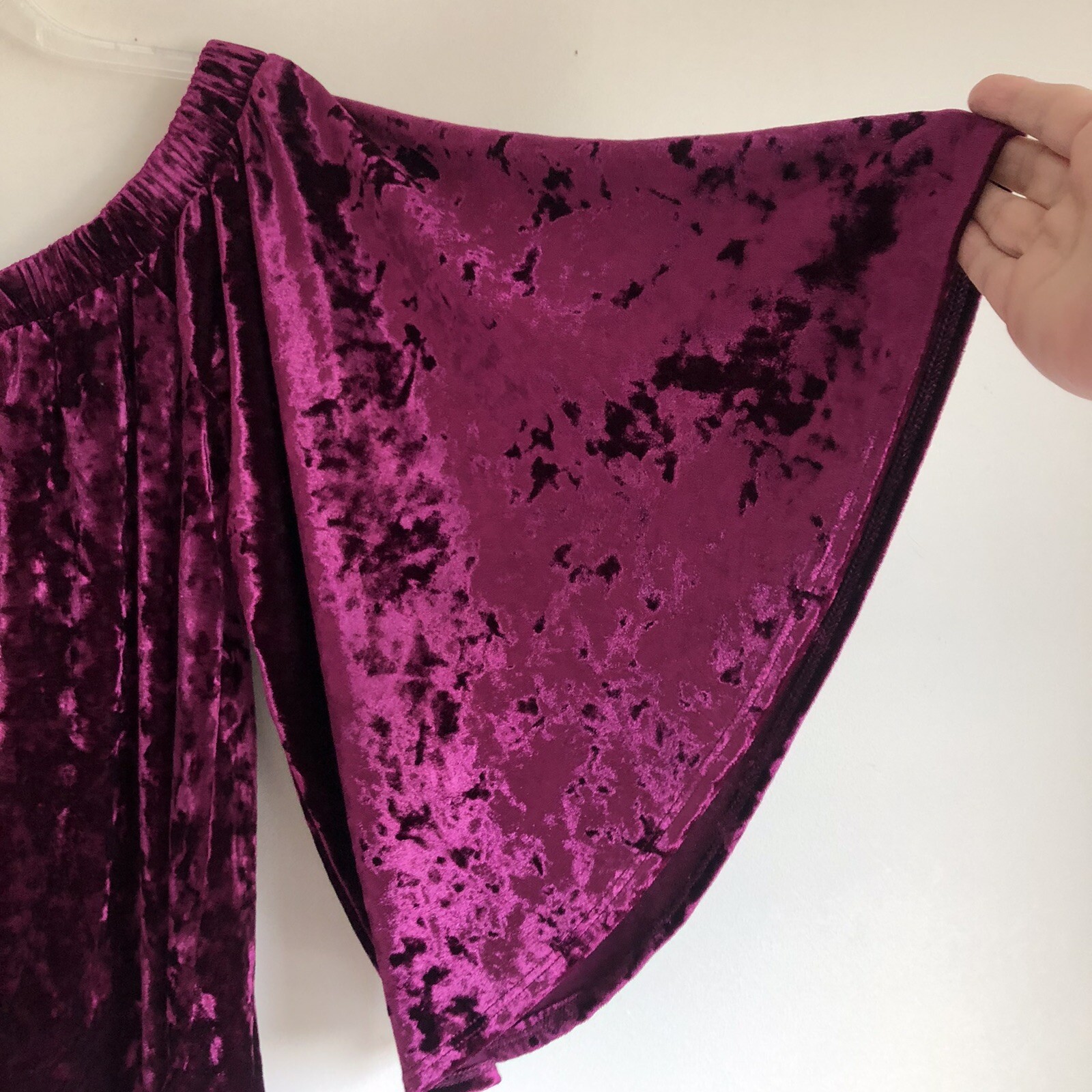 Karen Kane Size S Berry Velvet Off The Shoulder Peasant Top Wide Sleeve