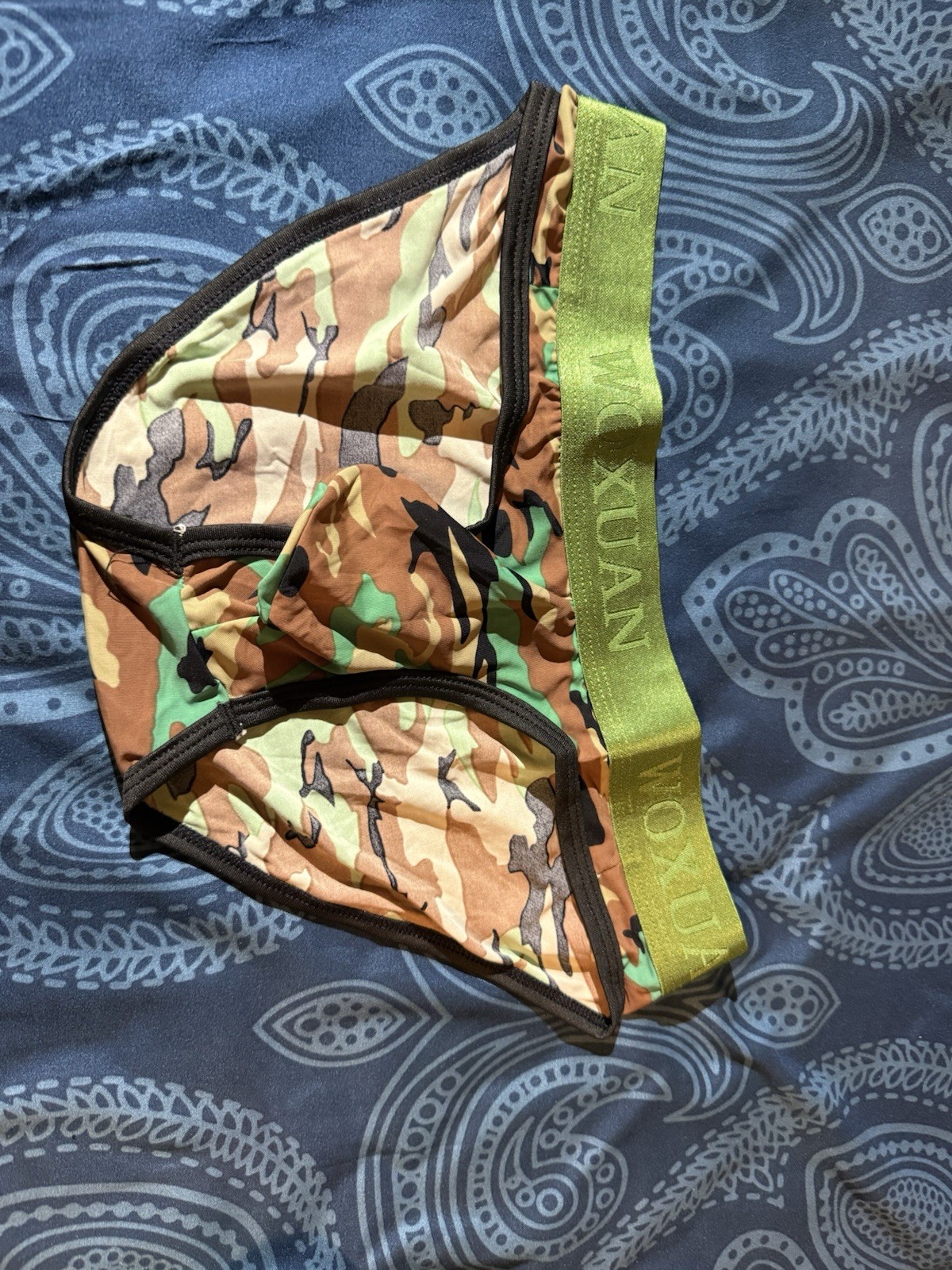 Woxuan Men’s 2pc Camouflage bikini + Brief Underwear Size M Green Waistband