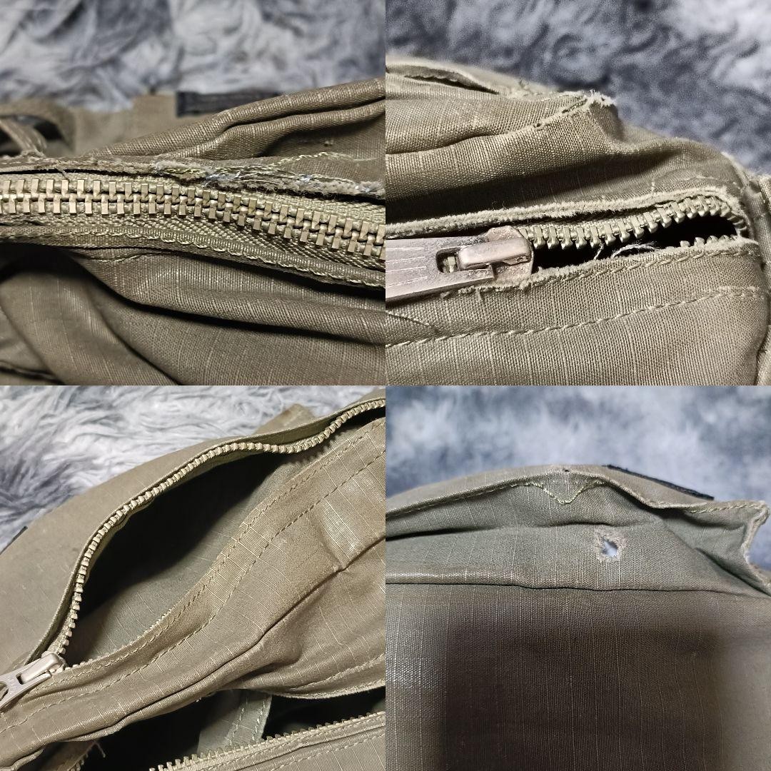 Authentic PORTER Military Body Bag 34x17x13cm Khaki Grunge 2Way with Wear