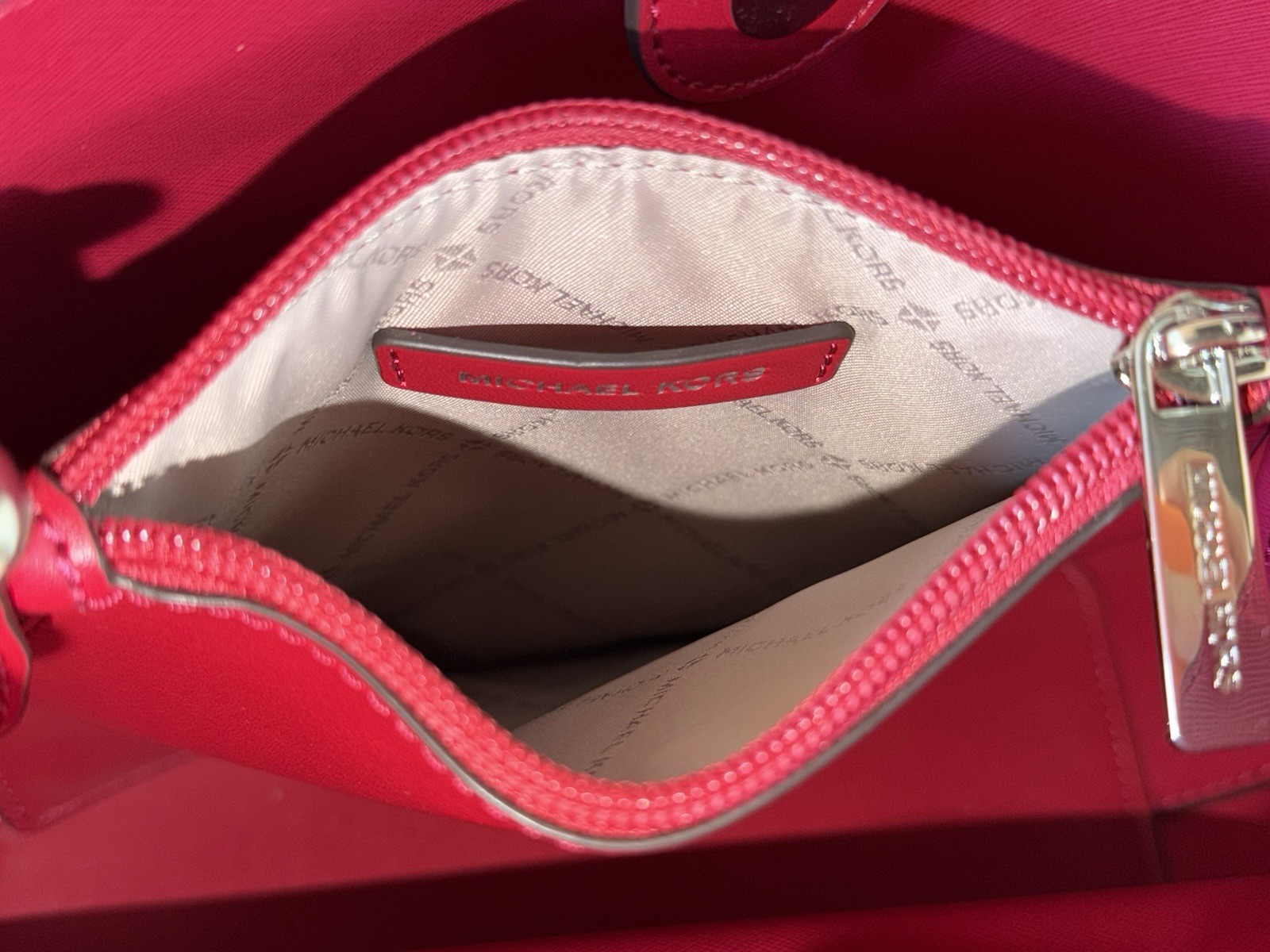 Michael Kors Pratt Medium Bucket Shoulder Tote Bag Dark Raspberry
