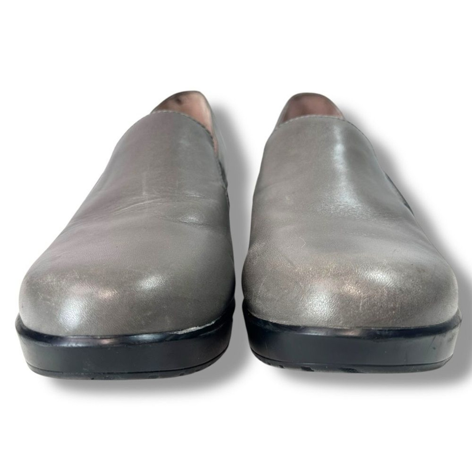 Dansko Jessica Gray Leather Slip On Comfort Clogs Size 40
