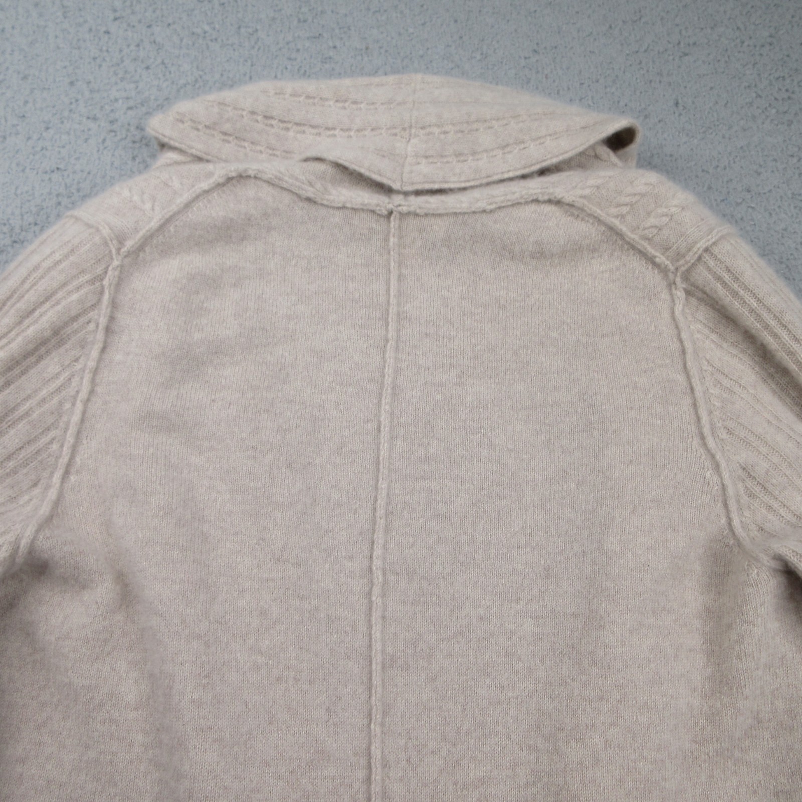 Kenar Long Cardigan Sweater Womens Large Beige 100% Cashmere Knit Open Front