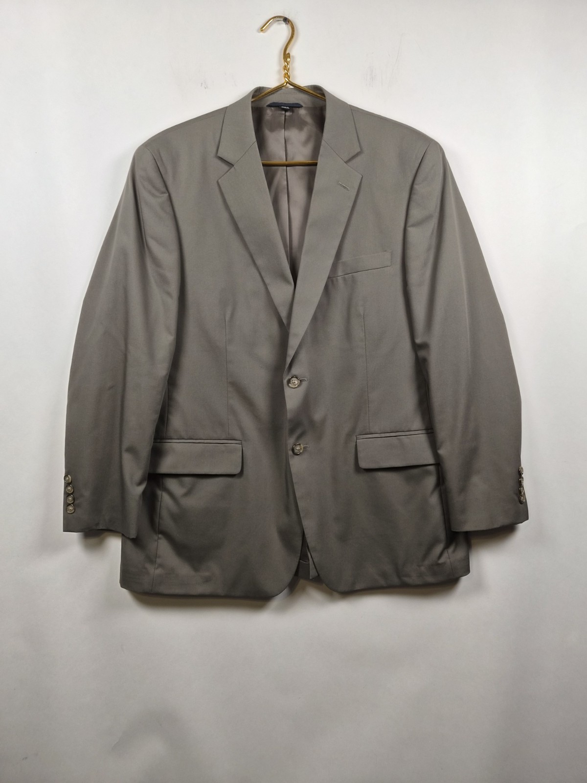 Haspel Perfect Poplin Men’s 2PC Suit 42R 36W Khaki Tan Cotton Blend Pleated READ