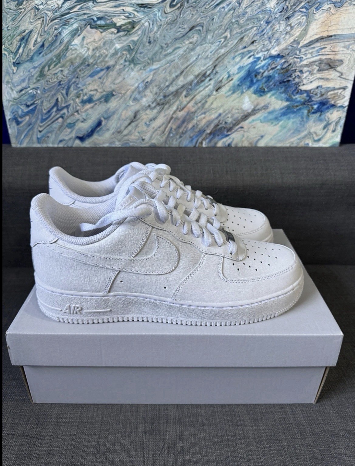 Nike Air Force 1 Low Top Men’s White Lace-Up Sneakers Rubber Outsole