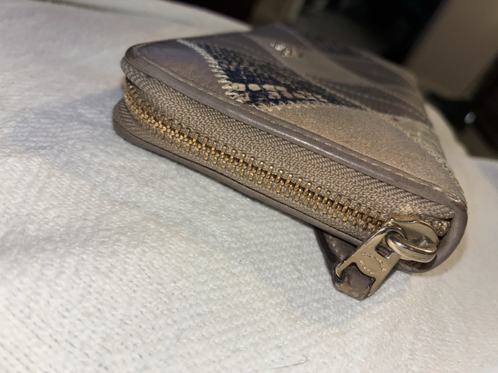 Coach Madison brown beige & black patchwork diamond pattern wallet