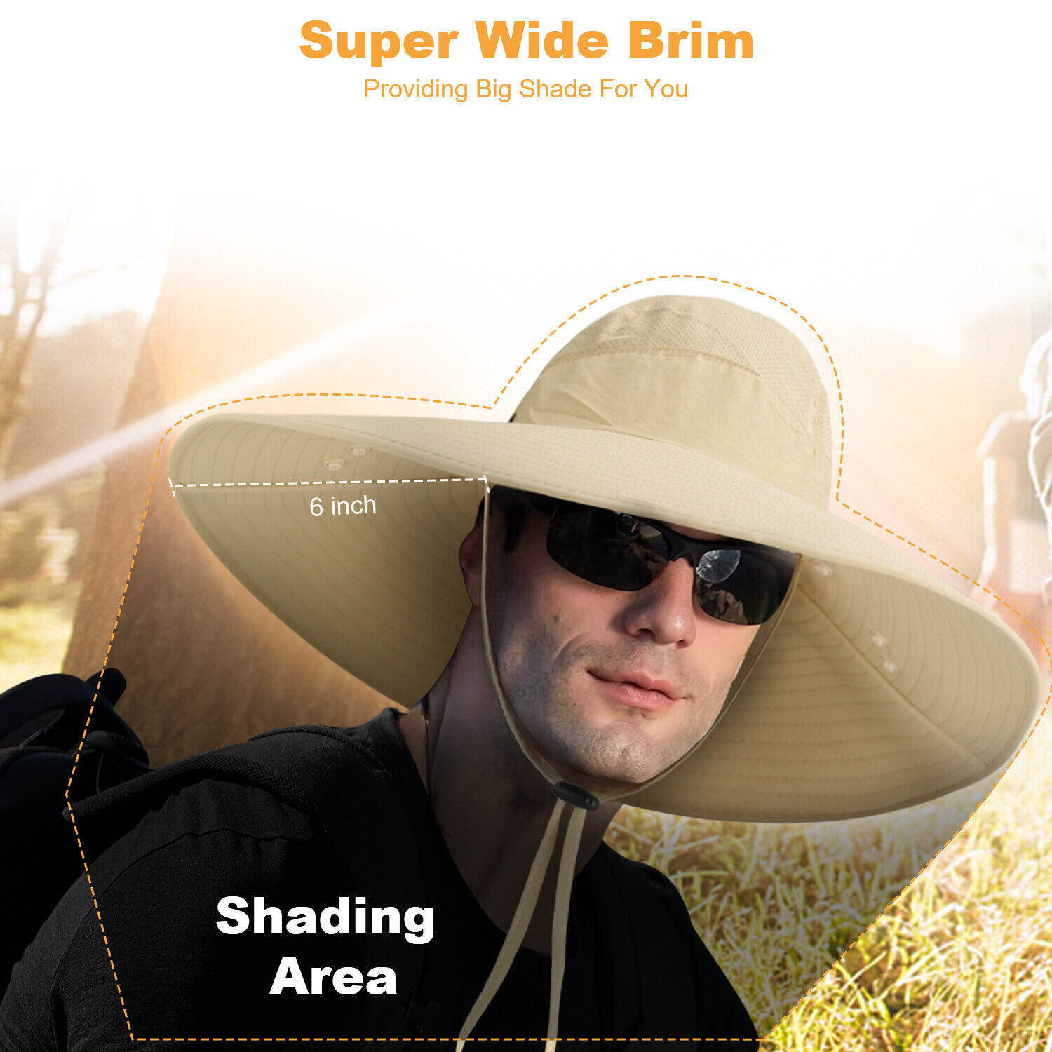 Wide Brim Sun Hat UV Protection Bucket Cap For Hiking Camping Fishing Safari Men