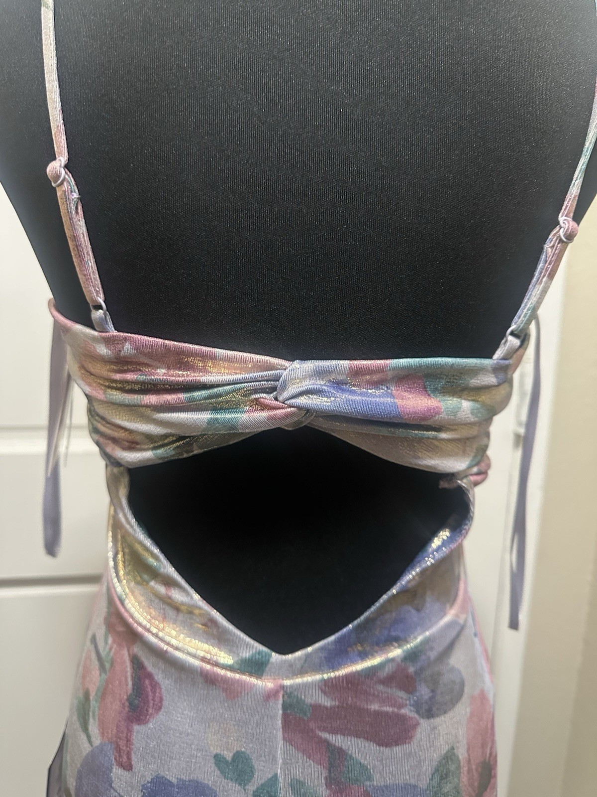 City Studios Multicolor Floral Satin Sweetheart Backless Bodycon Midi 7