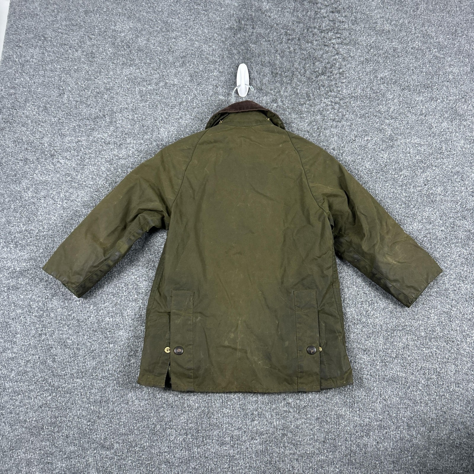 Barbour Bedale Jacket Kids Small Green Waxed Cotton Hunting Coat England