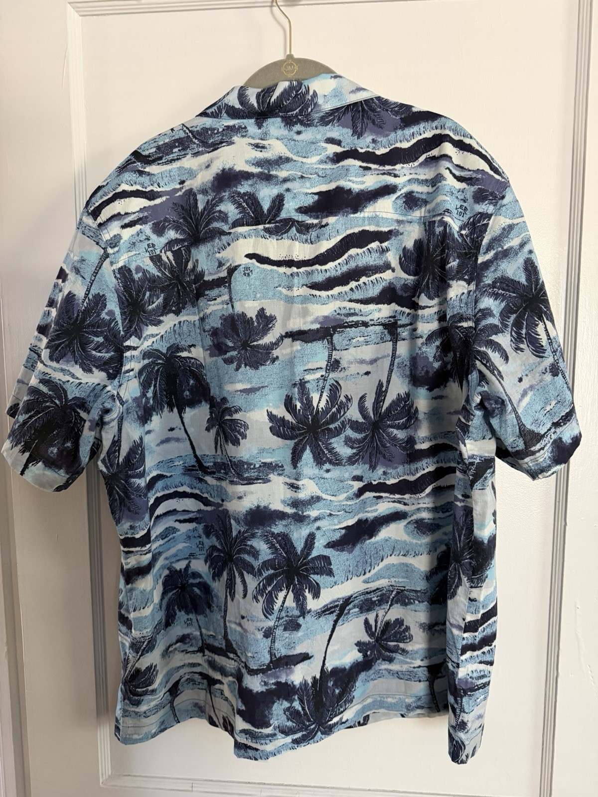 Lee 101 Resort Camp Collar Palm Tree Hawaiian Shirt Mens XL Blue