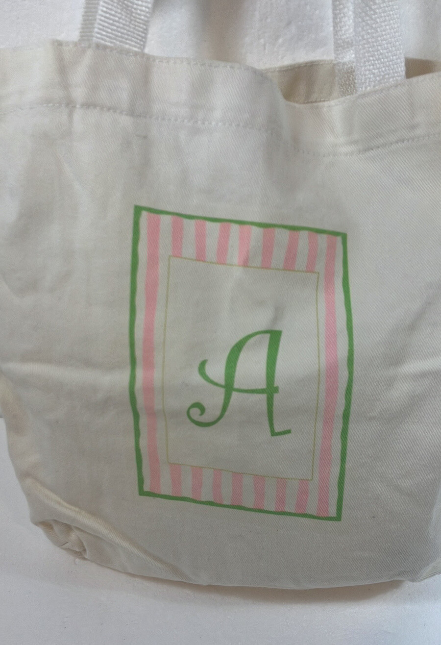 Innovo Inc, white tote with hot stamp initial A
