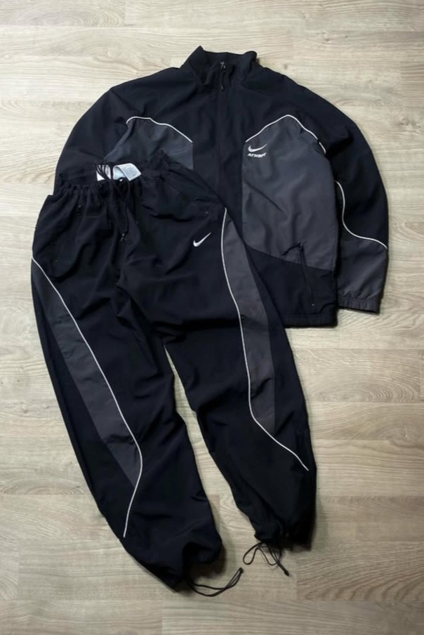 Nike Tracksuit Mens Black Full Zip Jacket Pants Sportswear Windbreaker Y2K