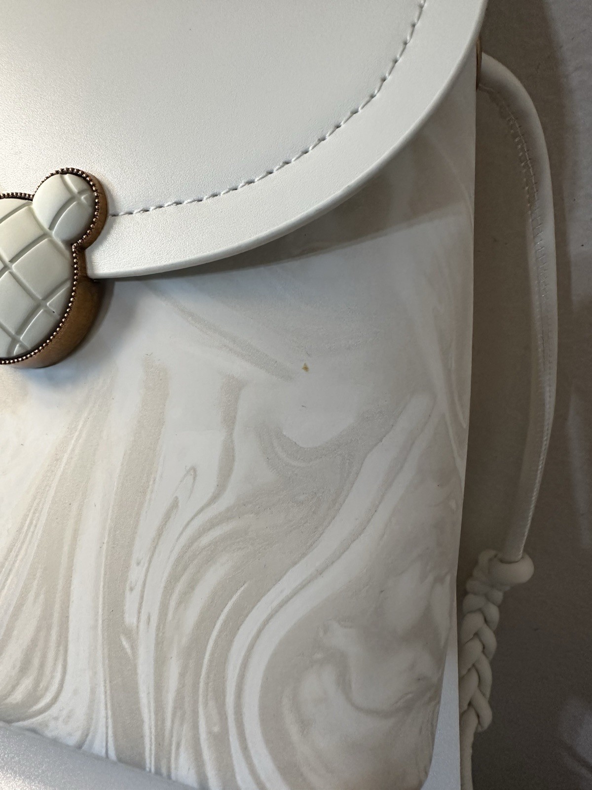 JIMS HONEY White/Gray Marbled Small Crossbody Bag Snap Closure Gold Hardware New