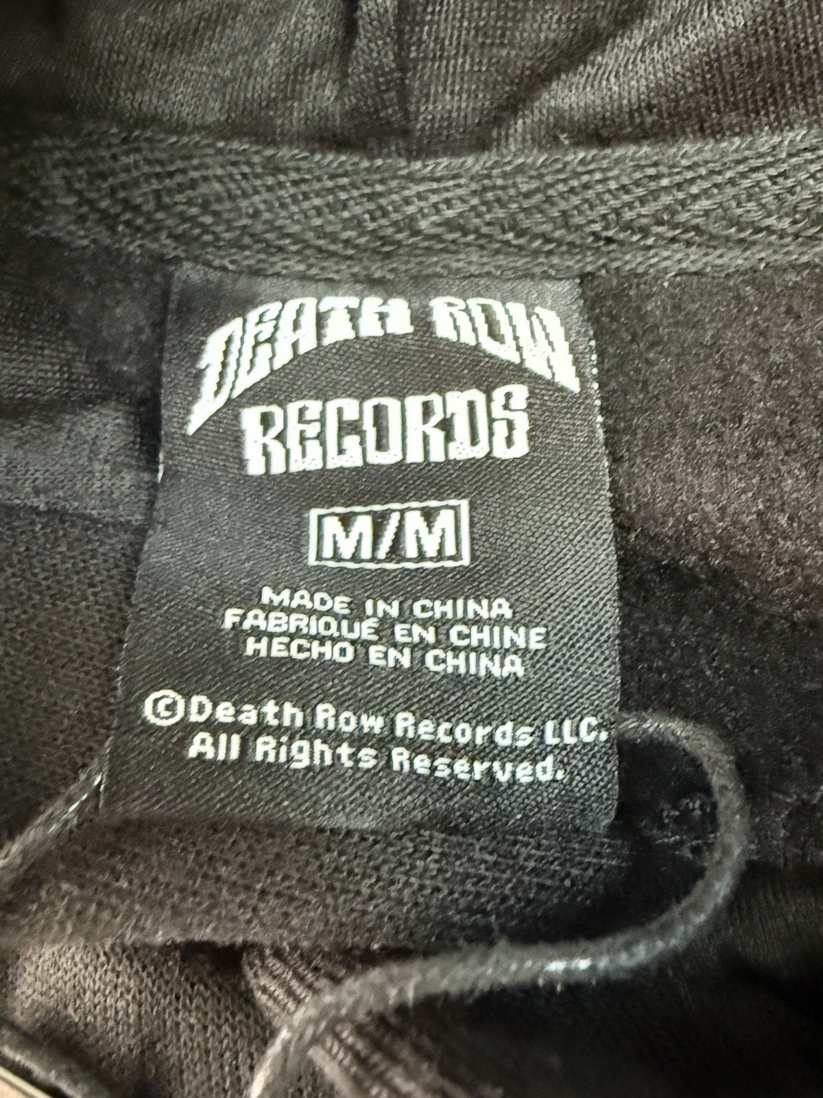 Death Row Records Hoodie Black Graphic Sleeve Logo Hip Hop M NWT