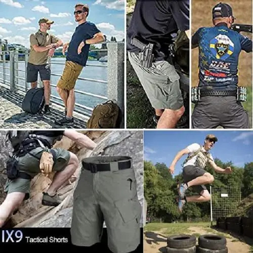 Mens Cargo Shorts Tactical Shorts Outdoor Waterproof Hiking Fishing Track Shorts
