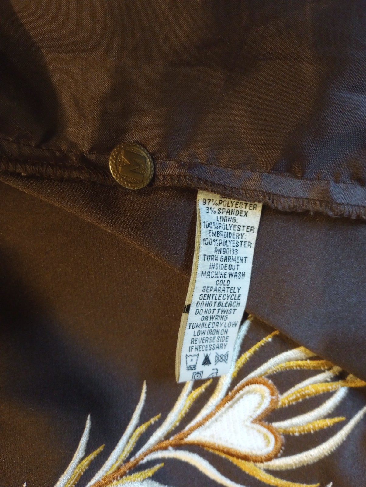 Bob Mackie Vtg Phoenix Wearable Art embroider zip jacket brown faux suede Small