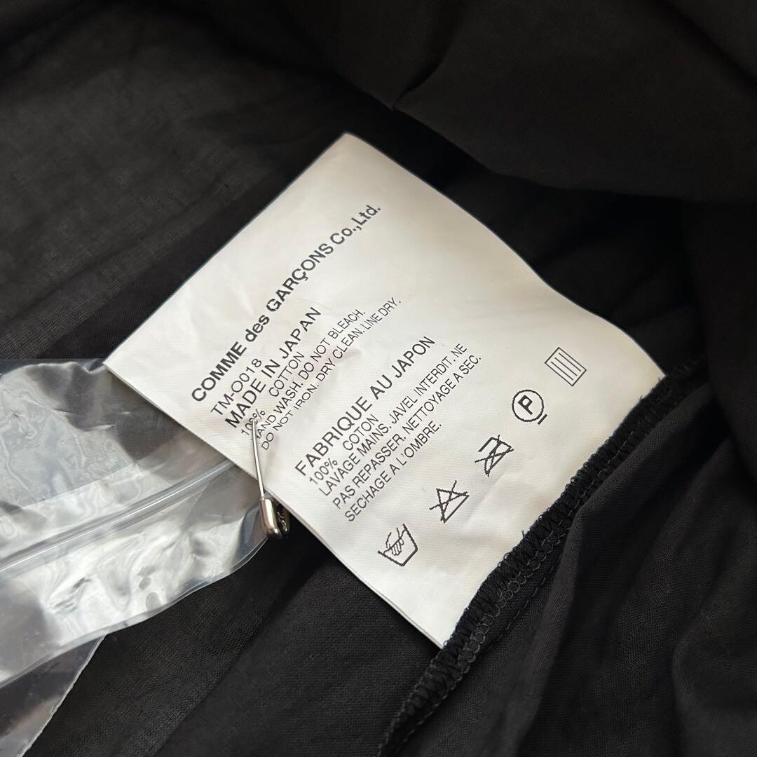 tricot Comme des Garcons Black Sheer Puff Sleeve Gathered Blouse Dress Auth