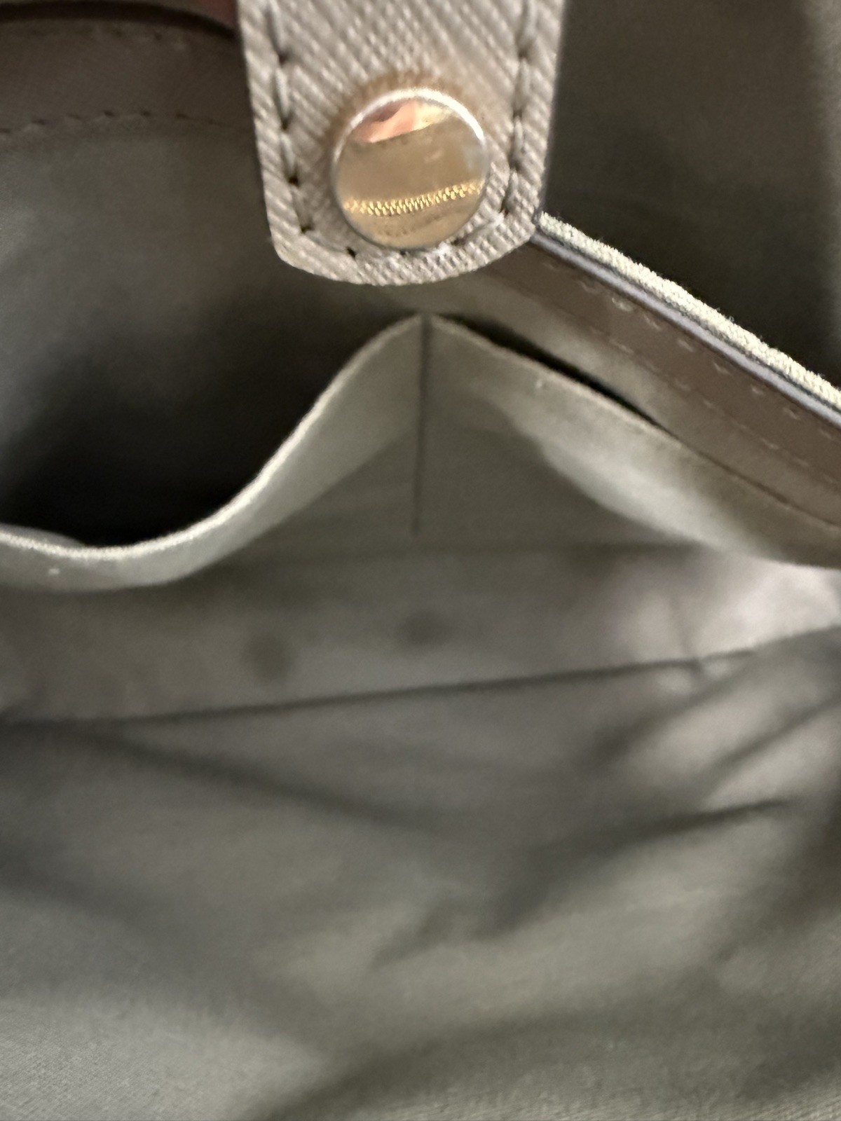 Tory Burch Robinson Small Tote Gray Heron Saffiano Leather Pre-owned