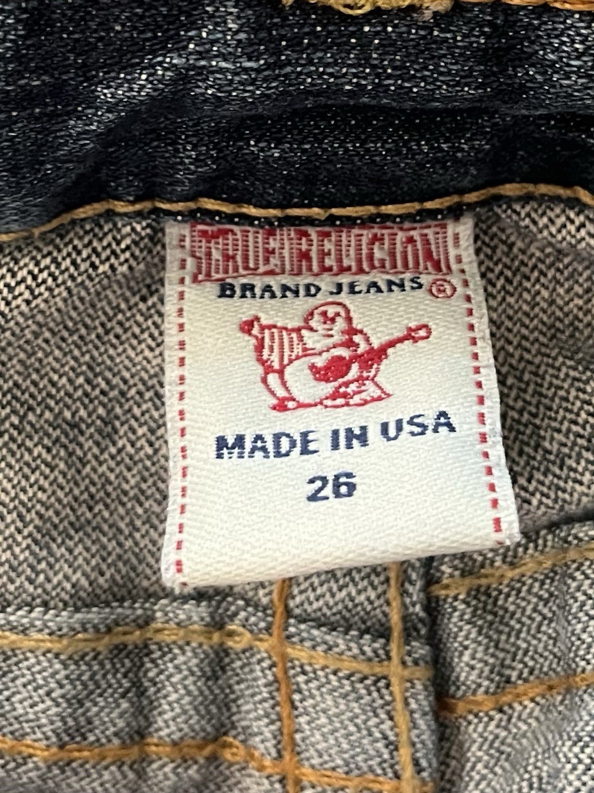 True Religion Joey Jeans First Edition Thick Stitch Size 26 Y2K Distressed