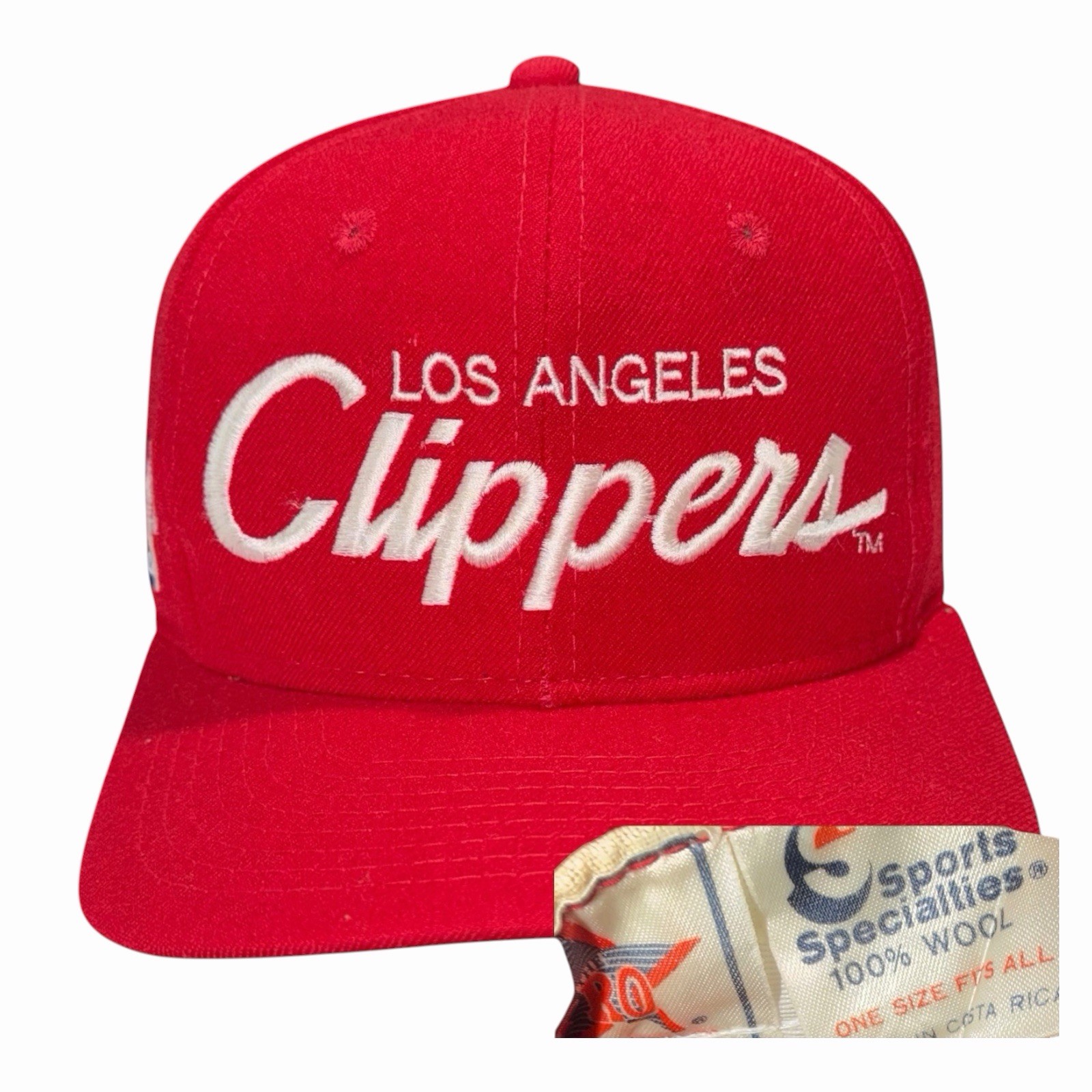 Vintage Los Angeles Clippers Sports Specialties Script Snapback Hat 100% Wool