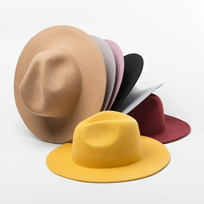 Classic Wide Brim Fedora Hat Felt Panama Jazz Cap Unisex Style, Men, Woman