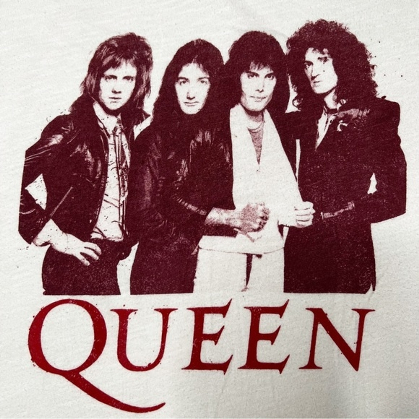 Queen Official Merch Group Photo Graphic T-Shirt White Women’s Sz S