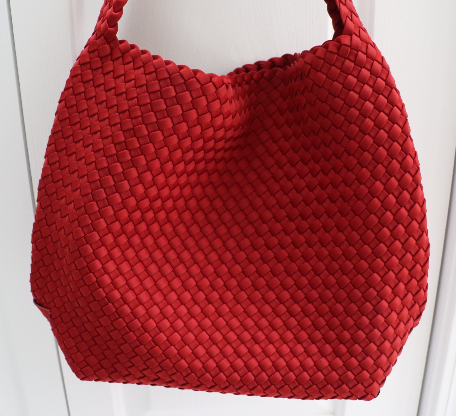 NAGHEDI Nomad Hobo Handwoven Tote + Zippered Pouch Rosso Color New + Tag