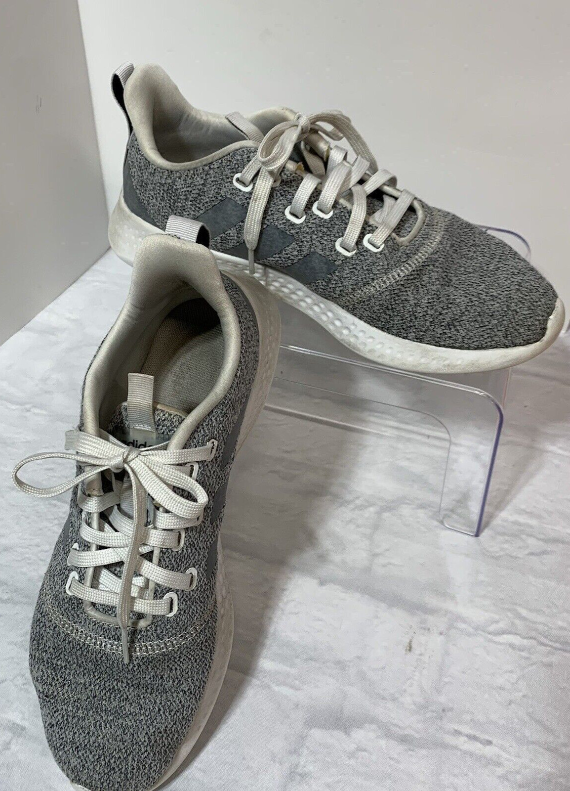 Women’s Adidas Pure Motion FY8223 Sneaker Grey White Knit Shoes Size 9