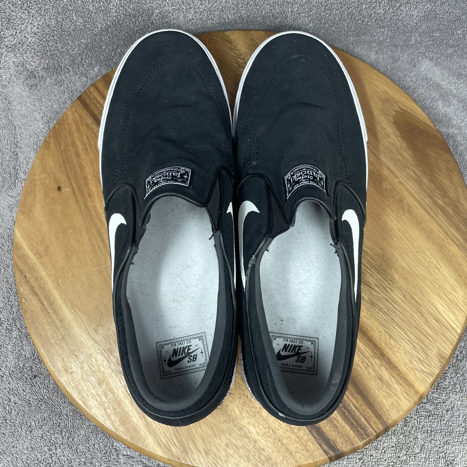 Nike SB Zoom Stefan Janoski Slip On Shoes FN5893-001 Black Suede Mens 14