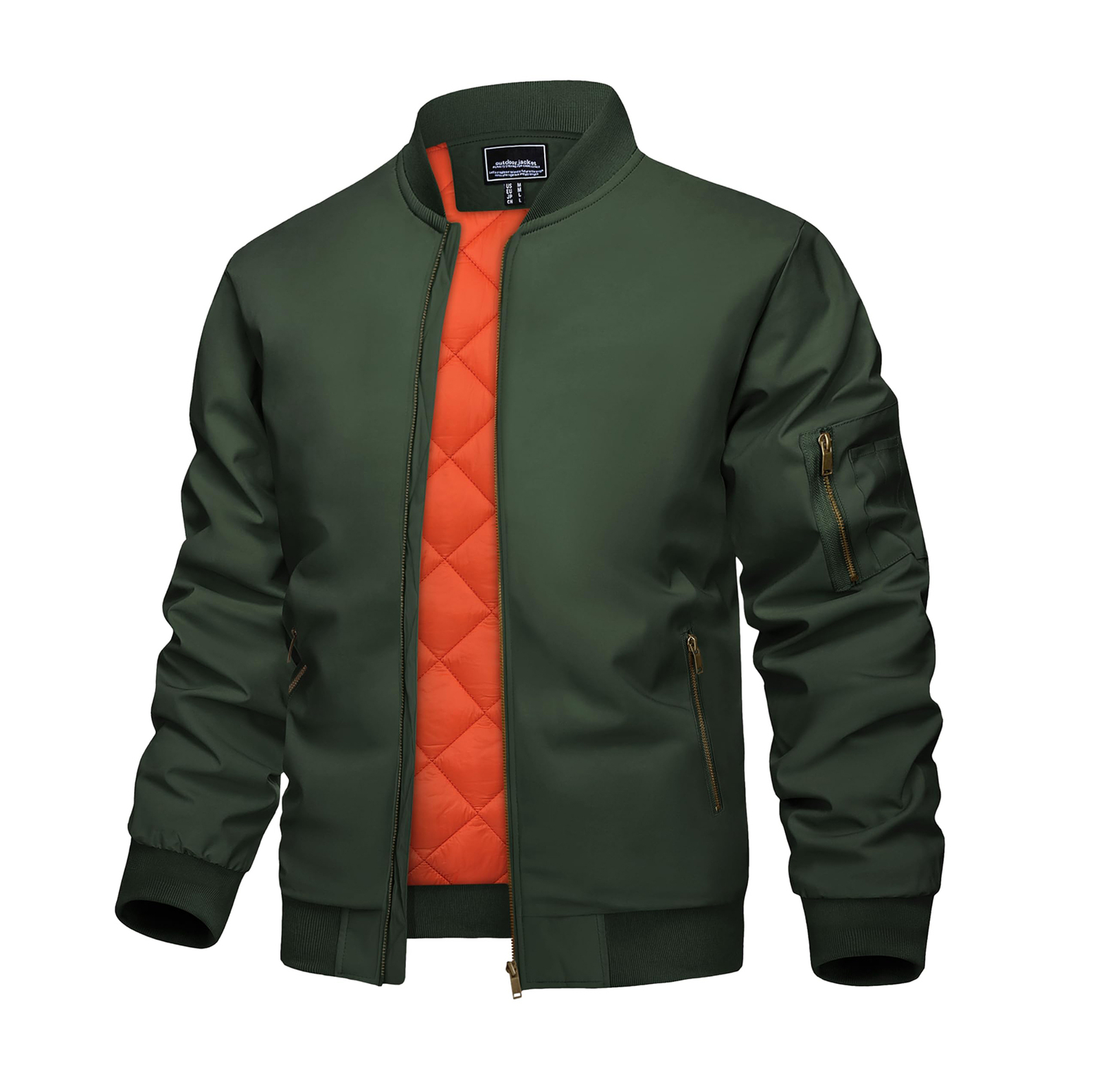 Mens Casual Windproof Bomber Jacket Full Zip Windbreaker Warm Winter Padded Coat