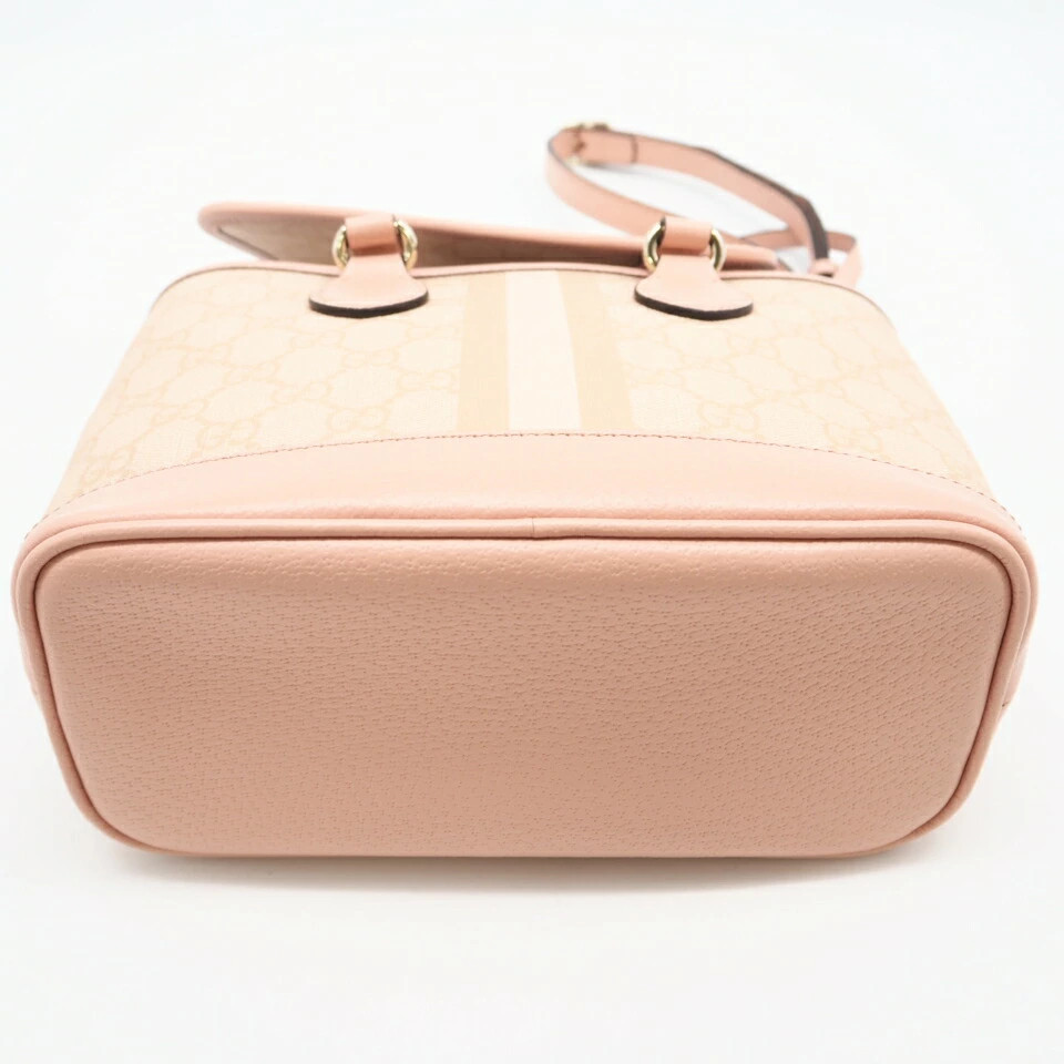 GUCCI GG Supreme Ophidia Small Tote Bag 2way Pink Beige