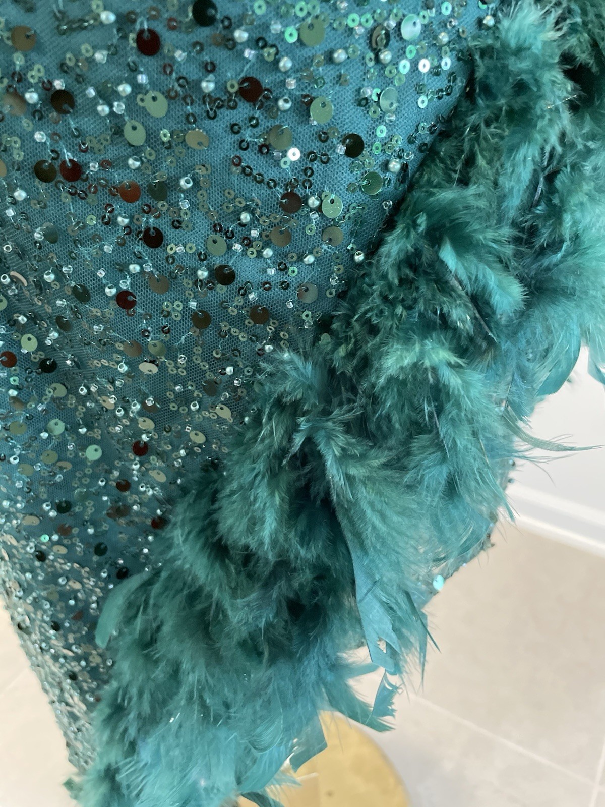 Ladivine by Cinderella Divine CD229 Emerald Sequin Feather Strapless Mermaid Go…