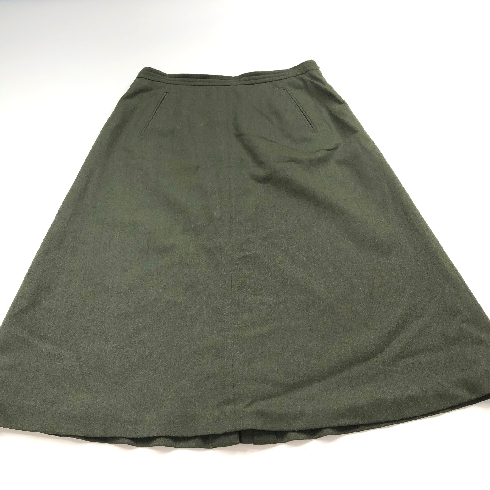 Talbots 10 (Fits 30In) Vintage VTG Wool Zip Lined Below Knee Skirt Green