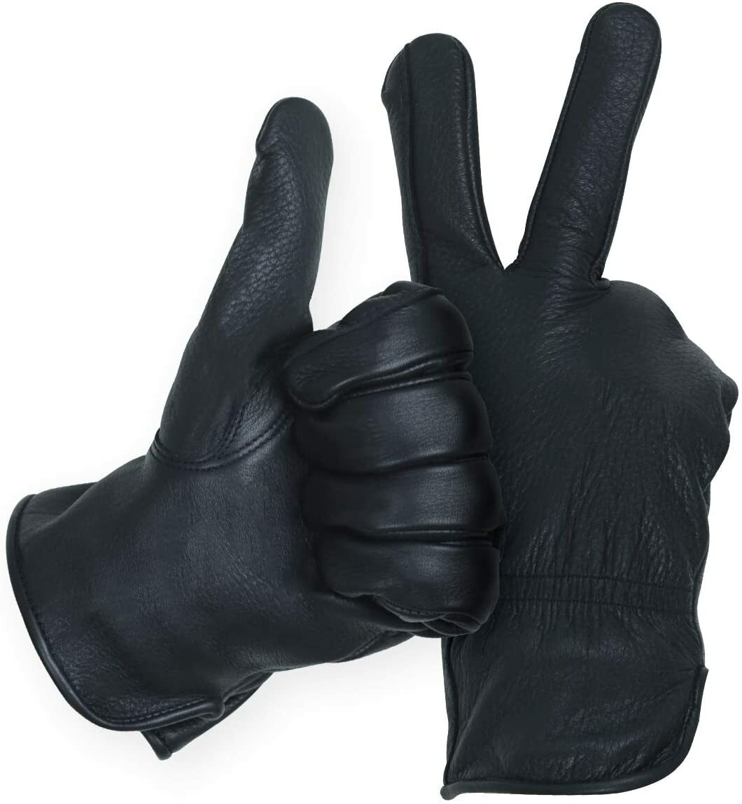 MEN`S FULL GRAIN BLACK DEERSKIN LEATHER GLOVES LINED 40 GRAM 3M THINSULATE