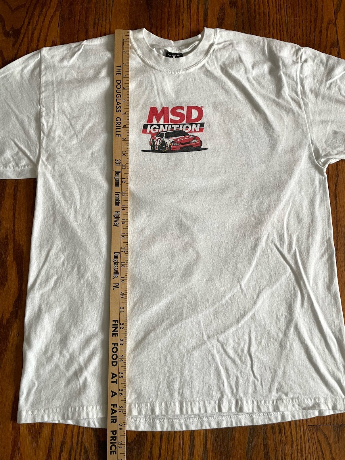 VTG MSD Ignition Racing T Shirt Hanes Beefy Large White Hot Rod Graphic Cars Y2K
