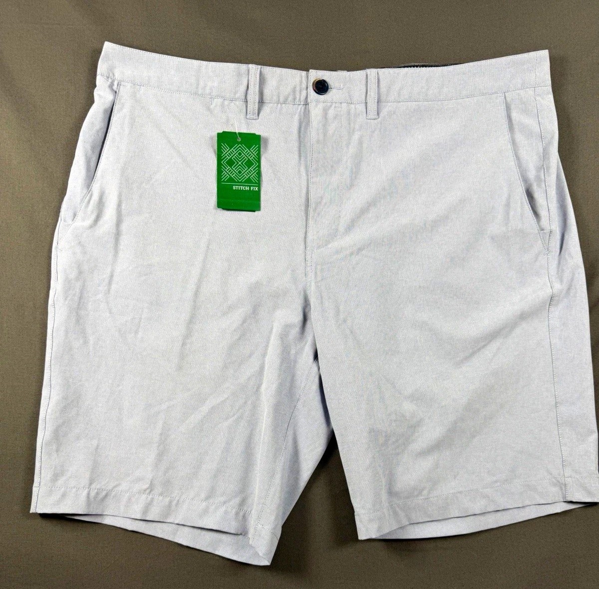 7Diamonds Men’s Performance Hybrid Stretch Chino Shorts Blue Solid Flat Front