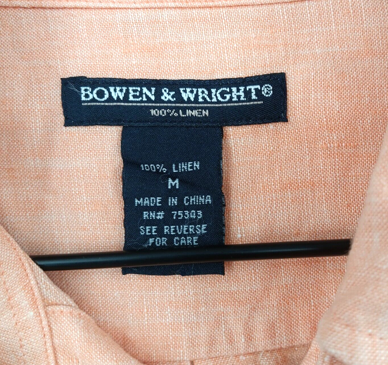 Bowen & Wright Shirt Mens Medium Orange 100% Linen Button Up Long Sleeve Casual