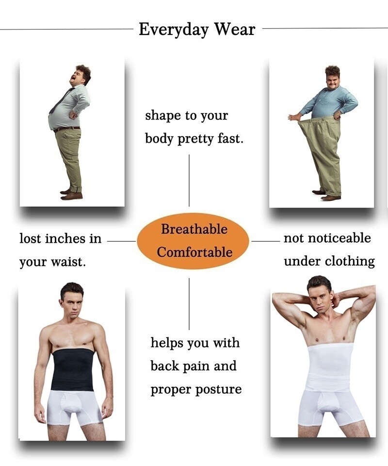 Men’s Compression Elastic Waist Trainer Clincher Girdle Weight Loss Body Shaper