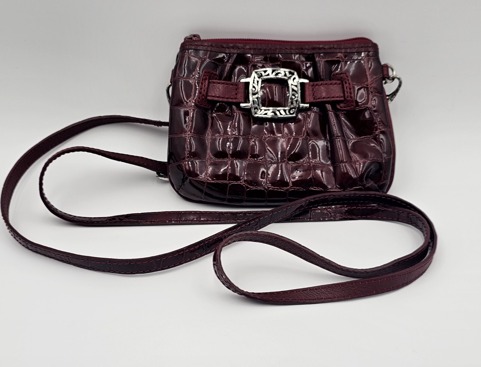 Brighton Burgundy /Dark Red Leather Crossbody Purse