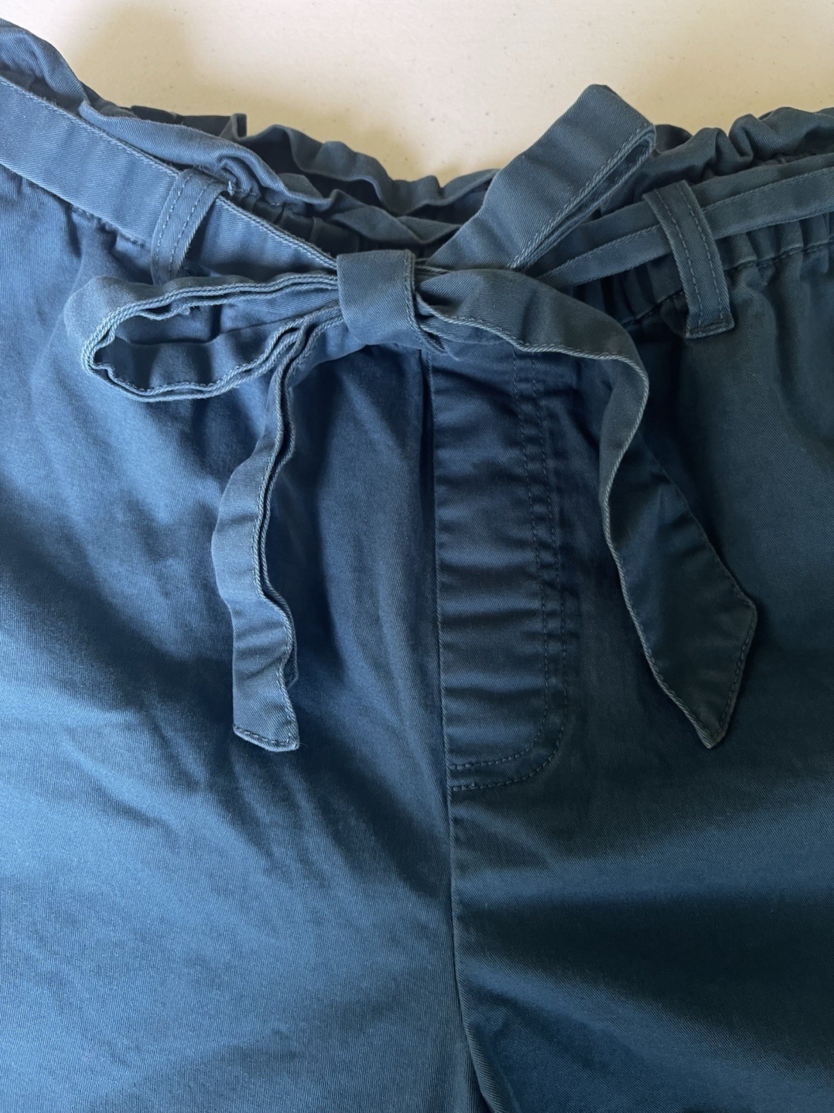 Candace Cameron Bure Paperbag Waist Tie Shorts Blue XS Pull On Womens