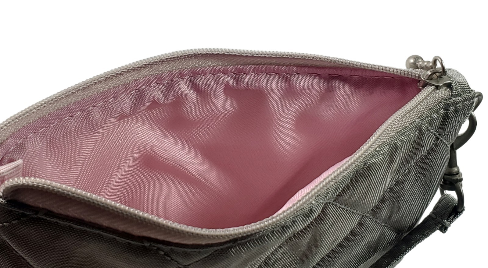 Baggallini Large Quilted Silver & Pink 3 Compartments Tote Travel Bag Purse New