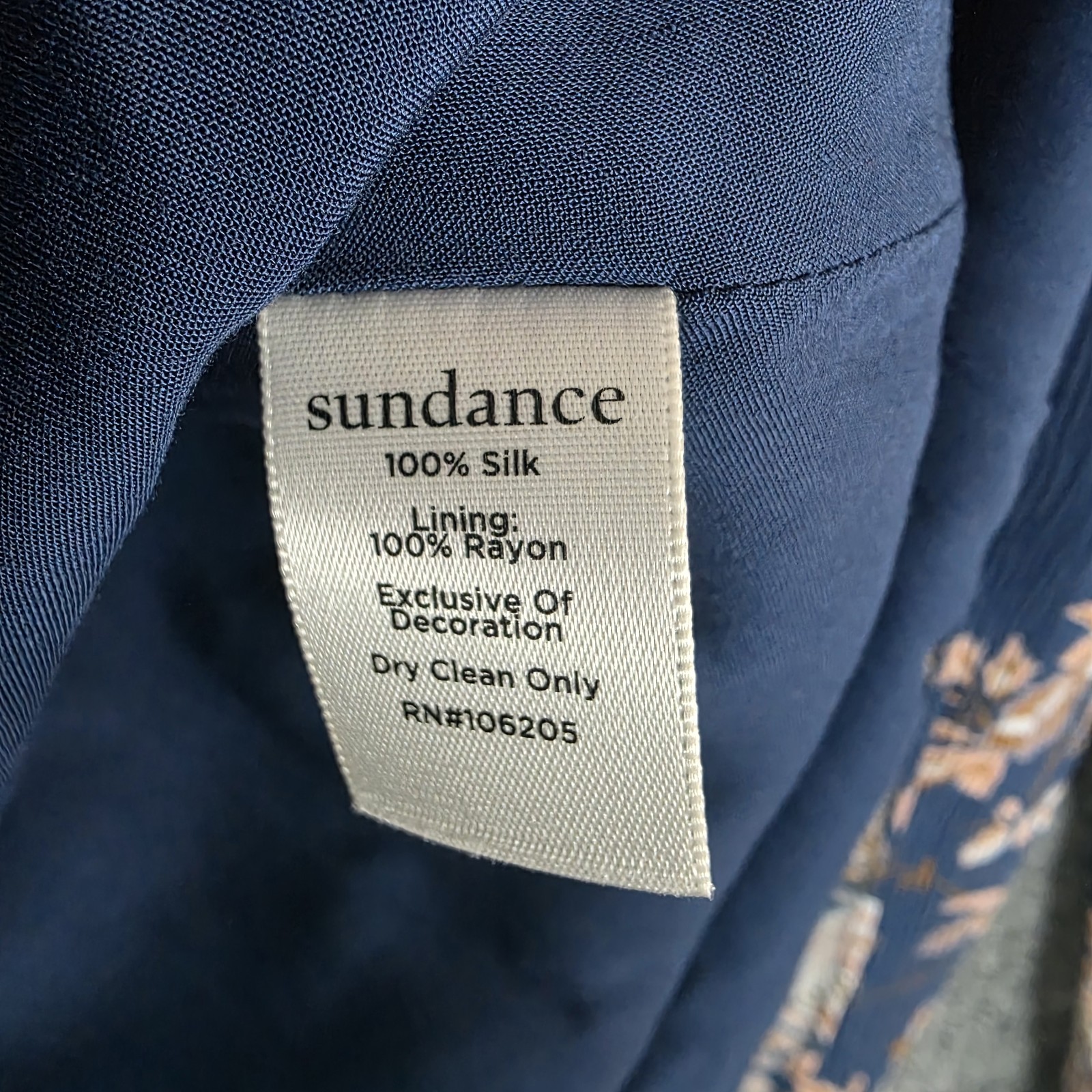 Sundance 100% Silk Blouse XS Blue Floral Boho Peasant Prairie Cottage Top Tunic