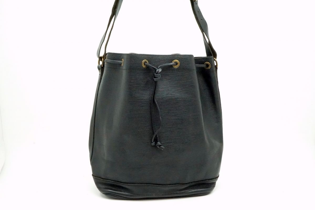 Louis Vuitton Epi Noe M59002 Shoulder Bag Drawstring Bucket Leather Black 7089h