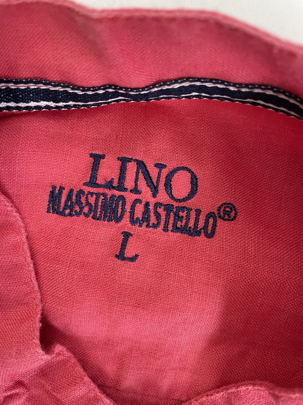 Massimo Castello 100% Linen Fushia Color Long Sleeved Men’s Shirt Size Large