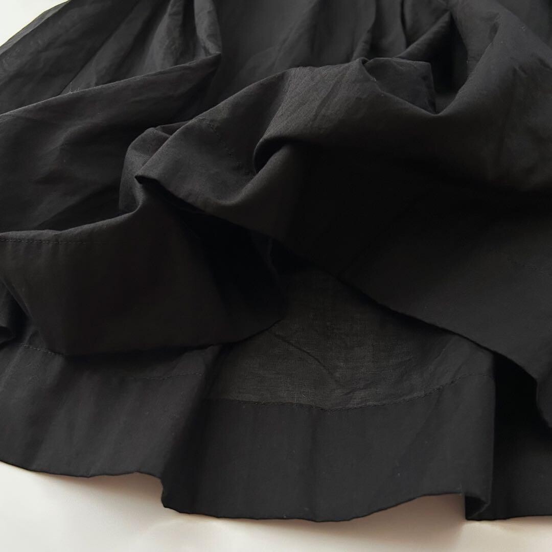 tricot Comme des Garcons Black Sheer Puff Sleeve Gathered Blouse Dress Auth