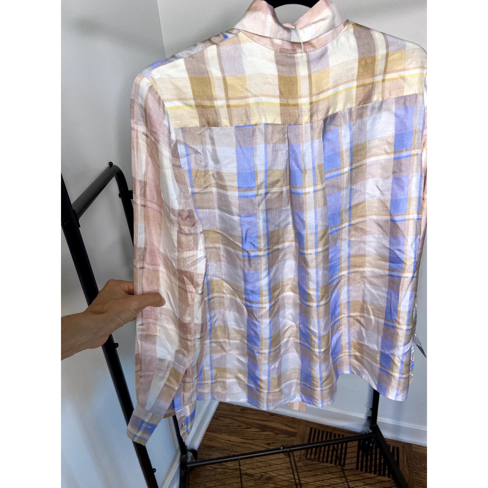 Zimmermann Dancer Checkered Neck Tie Pastel Ombré Blouse size US 4