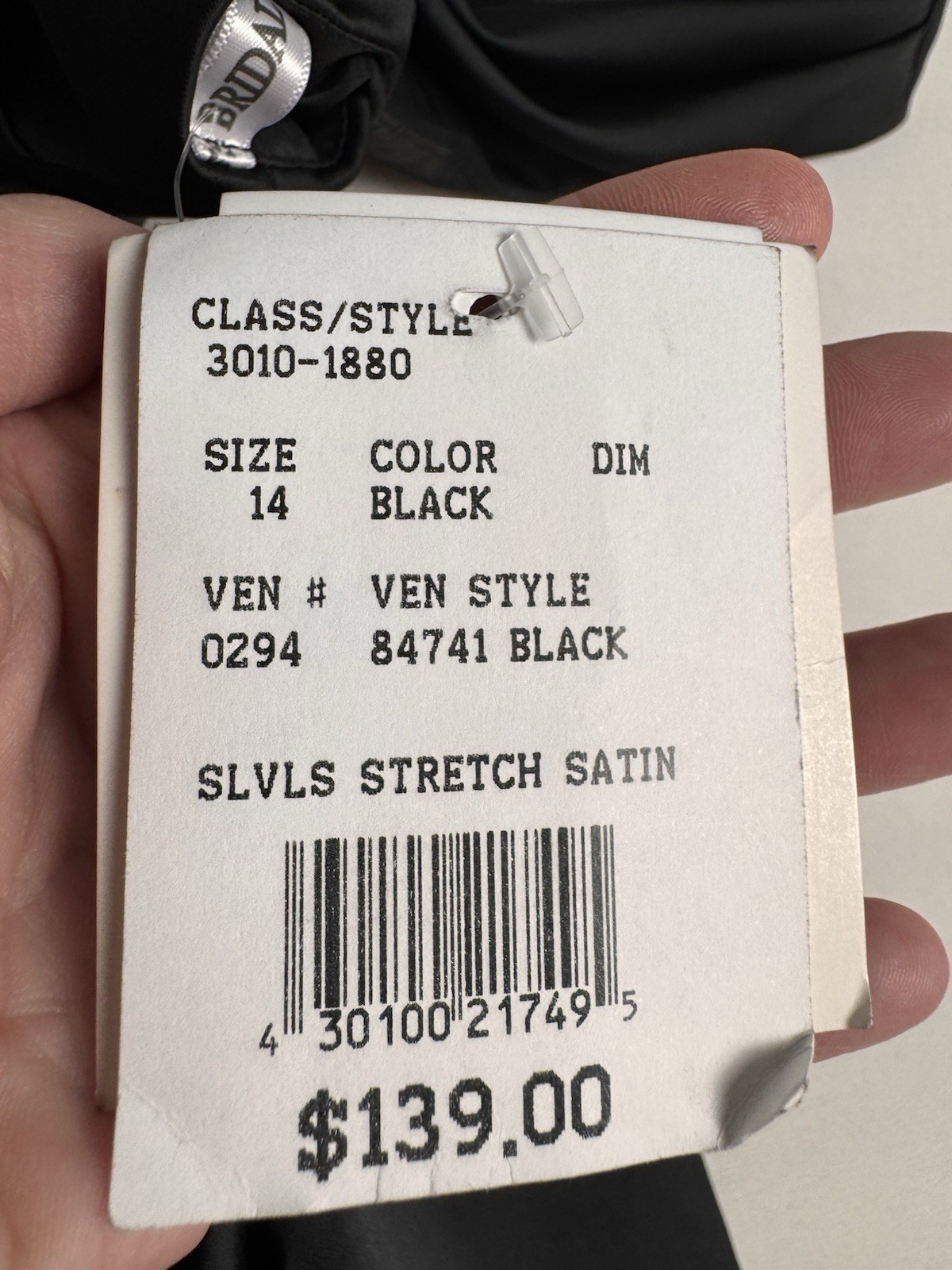 NWT David’s Bridal Sleeveless Stretch Satin Dress Women’s 14 Black Retail $139